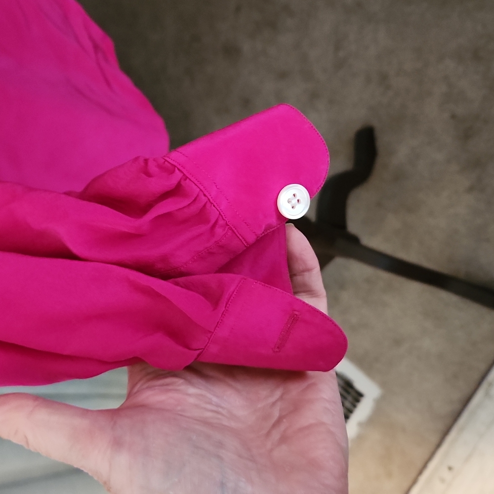 Hot pink custom made silk blouse sz 12 - Picture 3 of 4